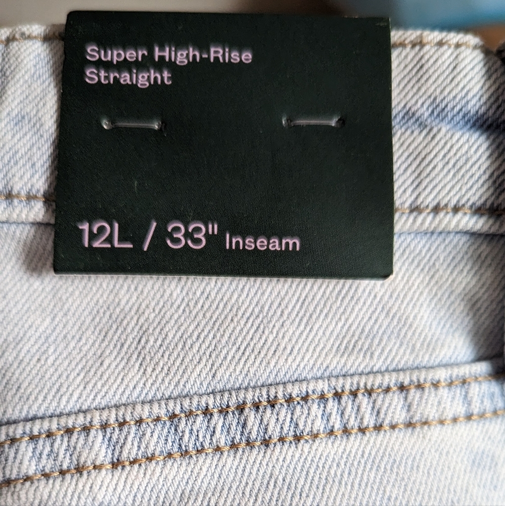 Wild Fable Light Wash 12 L Straight Leg Super High Rise Jeans
